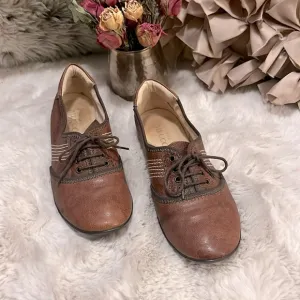 Sesto Meucci Italy Brown Leather Lace Up Walking Shoes