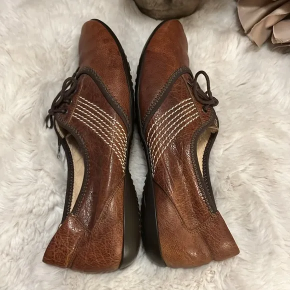 Sesto Meucci Italy Brown Leather Lace Up Walking Shoes