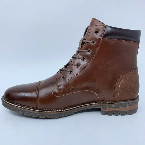 Seven 91 Mens Ankle Boots Brown Lace Up Cap Toe Stitching Fleece 12 EUR 45 New