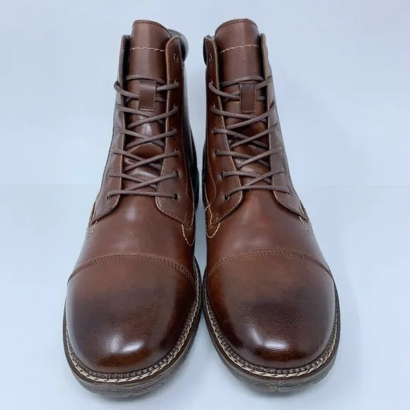 Seven 91 Mens Ankle Boots Brown Lace Up Cap Toe Stitching Fleece 12 EUR 45 New