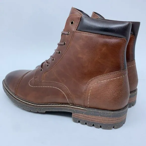 Seven 91 Mens Ankle Boots Brown Lace Up Cap Toe Stitching Fleece 12 EUR 45 New