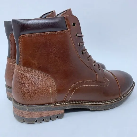 Seven 91 Mens Ankle Boots Brown Lace Up Cap Toe Stitching Fleece 12 EUR 45 New