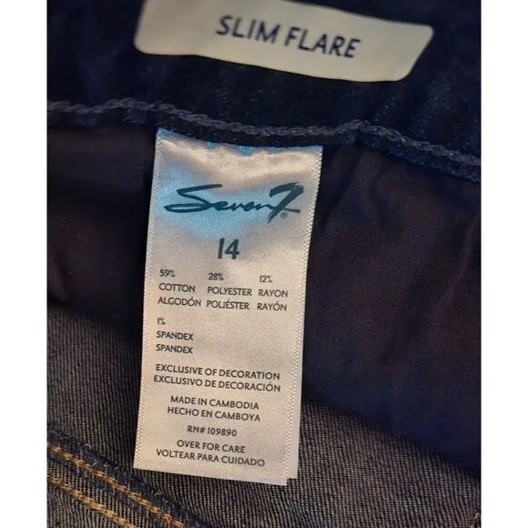 Seven7 Ladies Slimming Silhouette Premium Soft Stretch Denim Slim Flare Jean 14