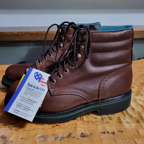 Sheboygan Footwear Steel Toe Brown Leather Work Boots Men's Size 10 Wide USA…