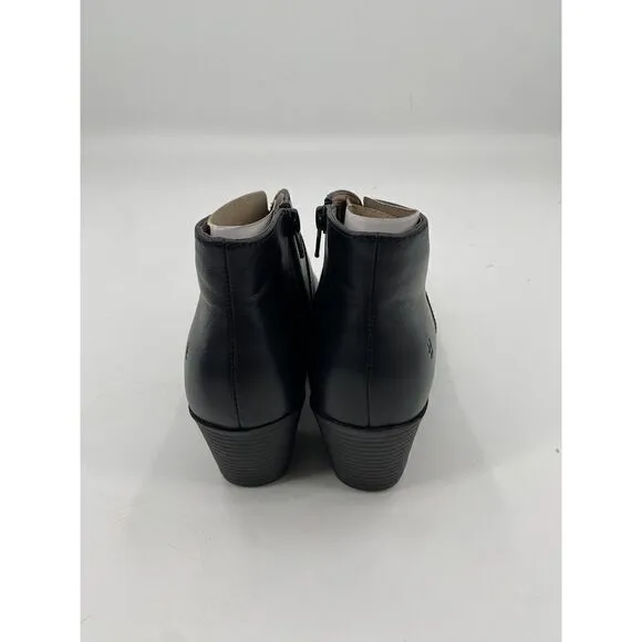 Shoes for Crews Women's Delilah Black Leather Zip Booties Work Shoes Size 8.5