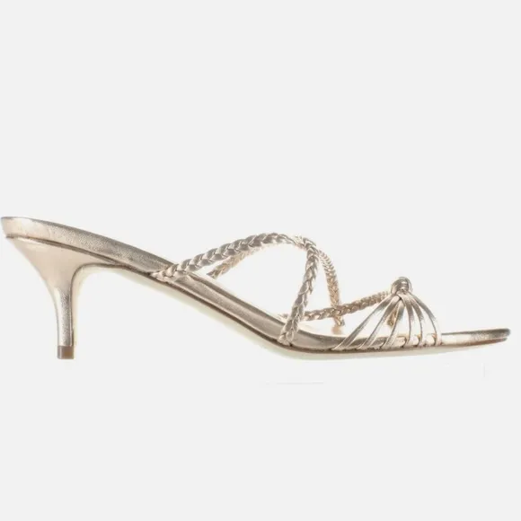 Sigerson Morrison Fyona Mccipria Heeled Mule Sandals Gold Leather Pump Heels  37