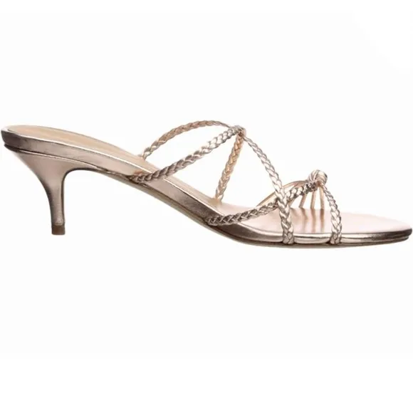 Sigerson Morrison Fyona Mccipria Heeled Mule Sandals Gold Leather Pump Heels  37