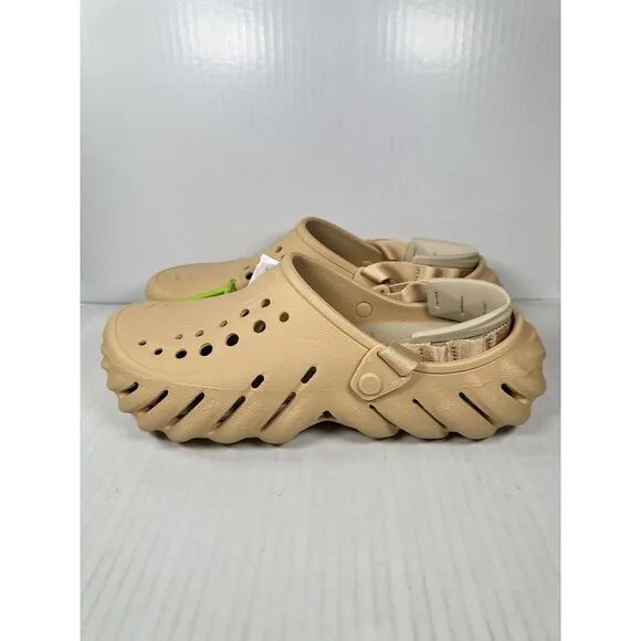 Size 10 Crocs Echo Mens Slip On Clogs Shoes Wheat Beige Comfort 207937-209 NEW
