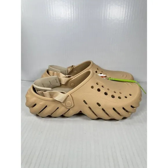 Size 10 Crocs Echo Mens Slip On Clogs Shoes Wheat Beige Comfort 207937-209 NEW
