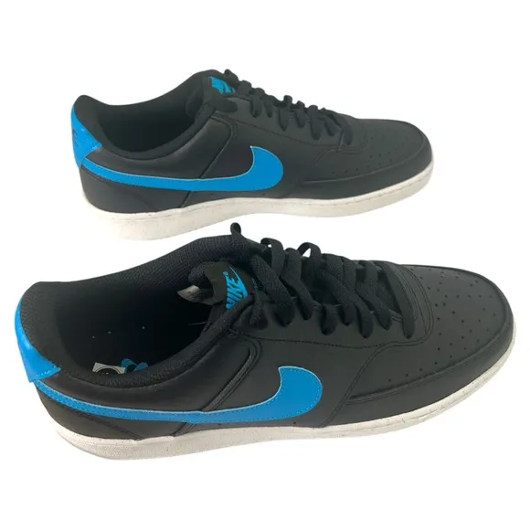 Size 10- Nike Court Vision Next Nature Low Black Laser Blue-DH2987-005