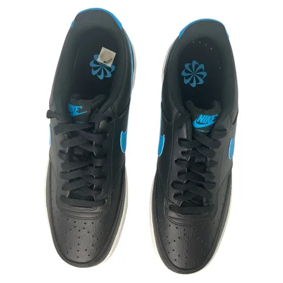 Size 10- Nike Court Vision Next Nature Low Black Laser Blue-DH2987-005