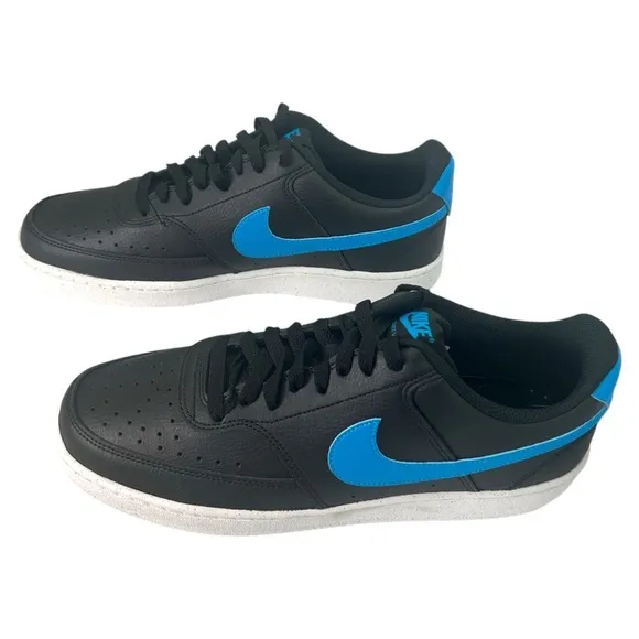 Size 10- Nike Court Vision Next Nature Low Black Laser Blue-DH2987-005