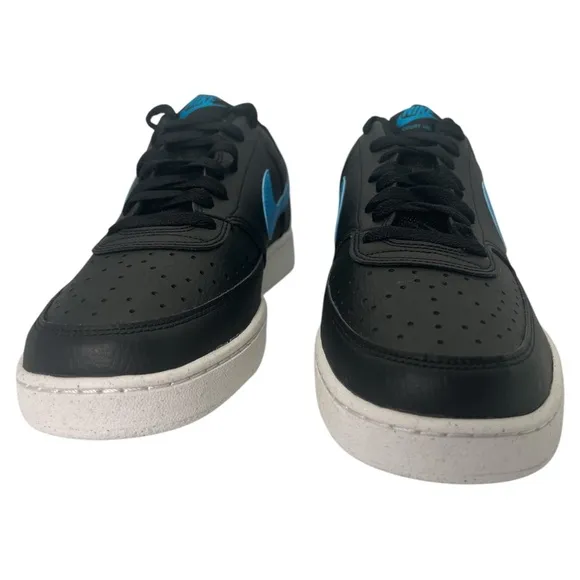 Size 10- Nike Court Vision Next Nature Low Black Laser Blue-DH2987-005