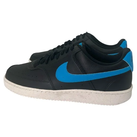 Size 10- Nike Court Vision Next Nature Low Black Laser Blue-DH2987-005