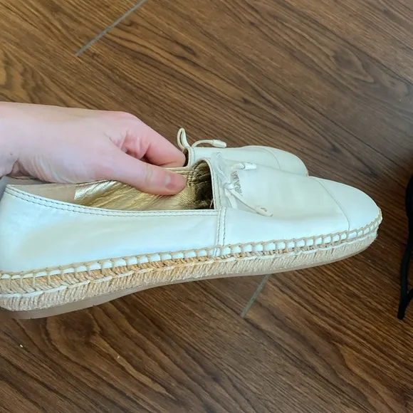 Size 38 Prada Women's White Leather Espadrilles