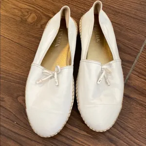 Size 38 Prada Women's White Leather Espadrilles