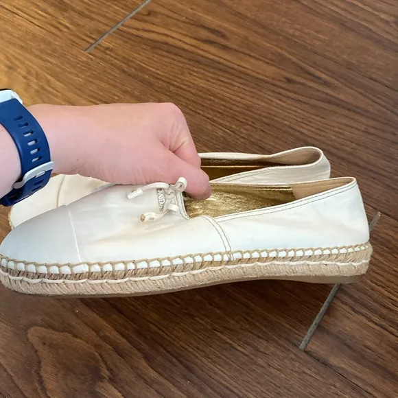 Size 38 Prada Women's White Leather Espadrilles