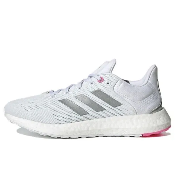 Size 5.5 Adidas PureBoost 21 ‎ Women's White Silver Mint Pink Running Shoe Boost