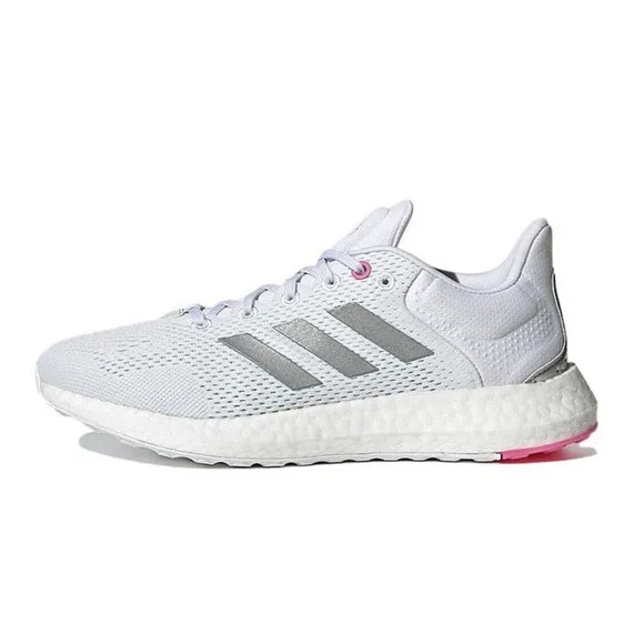 Size 5.5 Adidas PureBoost 21 ‎ Women's White Silver Mint Pink Running Shoe Boost