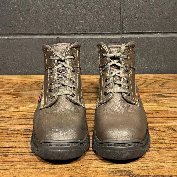 Skechers 77143 Brown Leather Puncture Resist Steel Toe Work Boots Men’s 10