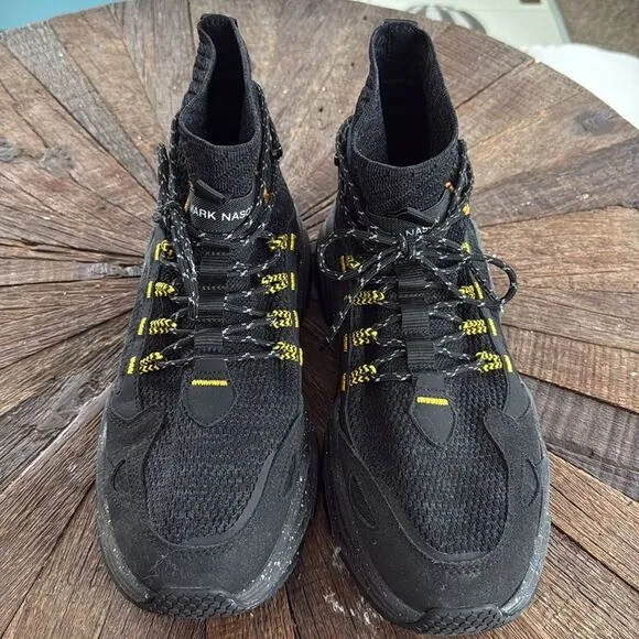 Skechers Black   Yellow Mark Nason High-Top Knit Sock Sneakers