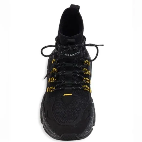 Skechers Black   Yellow Mark Nason High-Top Knit Sock Sneakers