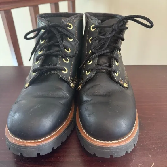 Skechers Cascades Logger Black leather lace up utility boots Men’s size 11