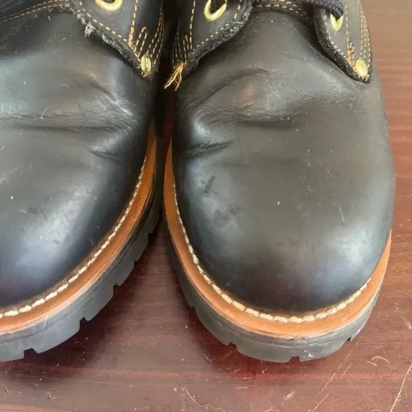 Skechers Cascades Logger Black leather lace up utility boots Men’s size 11