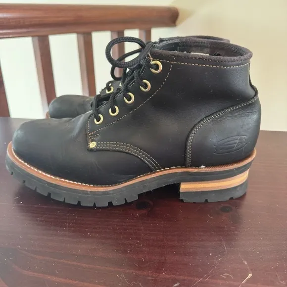 Skechers Cascades Logger Black leather lace up utility boots Men’s size 11