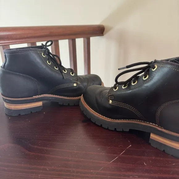 Skechers Cascades Logger Black leather lace up utility boots Men’s size 11