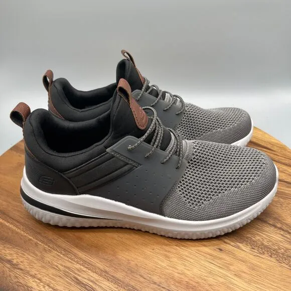 Skechers Delson 3.0 Cicada Shoes Mens Size 8.5 Gray Walking Streetwear Comfort