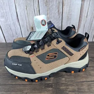 Skechers Greetah Construction Work Comp Toe Men's Sz 8.5 W Shoes Brown Black NWT
