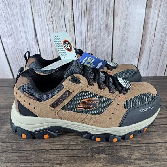 Skechers Greetah Construction Work Comp Toe Men's Sz 8.5 W Shoes Brown Black NWT