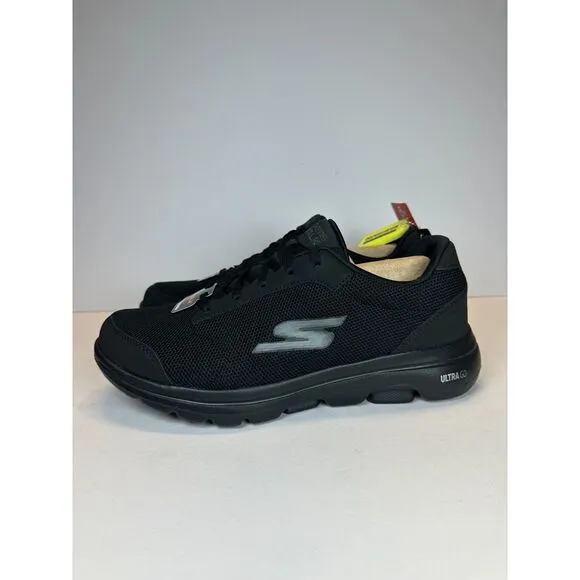 Skechers Men's 55519EWW/BBK GOwalk 5 Demitasse Size 9.5 Black Running Shoes NWB
