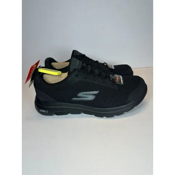 Skechers Men's 55519EWW/BBK GOwalk 5 Demitasse Size 9.5 Black Running Shoes NWB