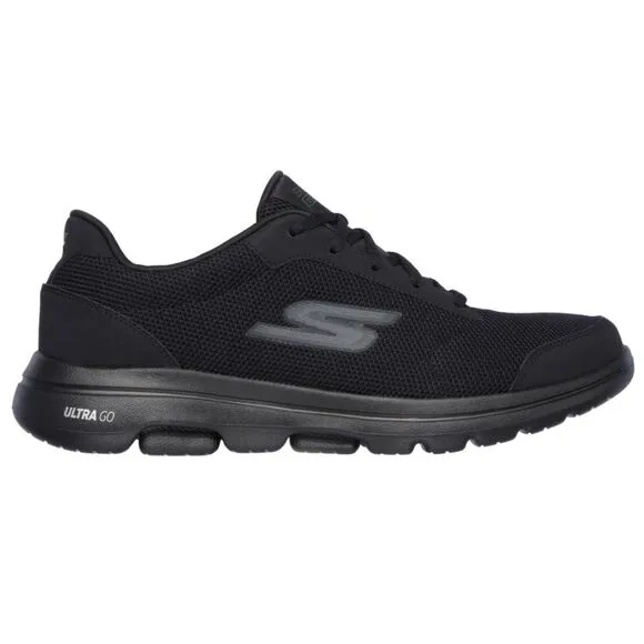 Skechers Men's 55519EWW/BBK GOwalk 5 Demitasse Size 9.5 Black Running Shoes NWB