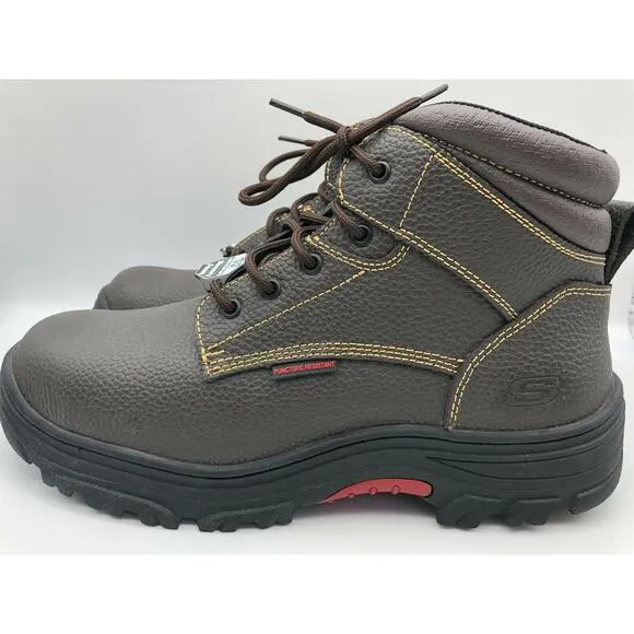 Skechers Men's 77143MC Brown Leather Steel Toe Safety Boots Lace Up Size US 13🛒