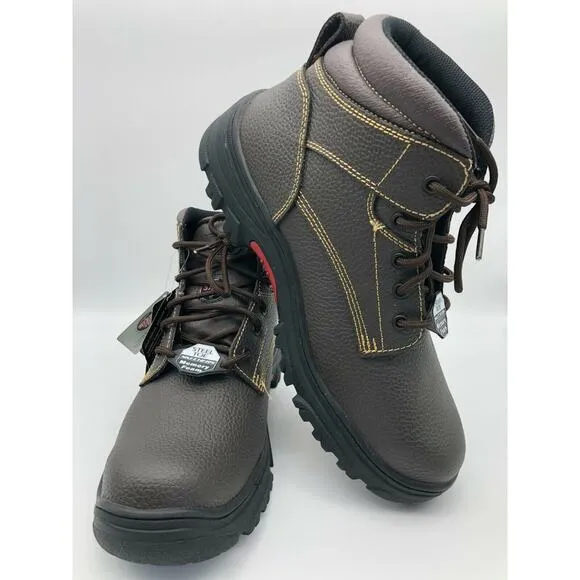 Skechers Men's 77143MC Brown Leather Steel Toe Safety Boots Lace Up Size US 13🛒