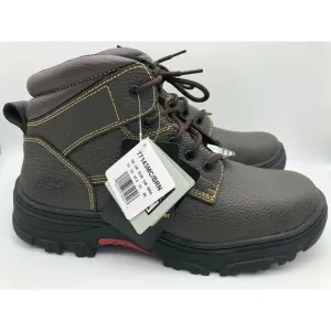 Skechers Men's 77143MC Brown Leather Steel Toe Safety Boots Lace Up Size US 13🛒