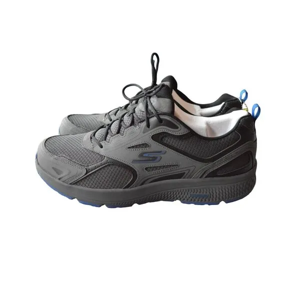 Skechers Mens Go Run Consistent Sneakers Size 10 Black Gray Mesh Lace Up Running