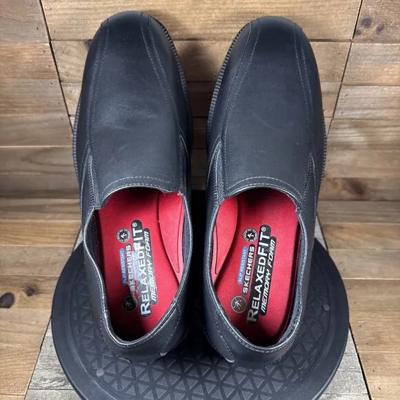 Skechers Mens Size 11 Black Work Relaxed Fit Gretna Slip Resistant Slip On Shoes
