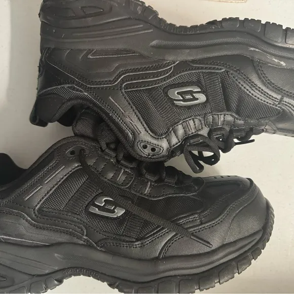 Skechers  Relaxed Fit Memory Form Work Safety Black Steel Toe Shoes Size 8.5