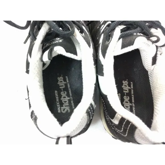 Skechers Shape Ups Athletic Shoes 9  Black &amp; White 11809 Toning Walking Fitness