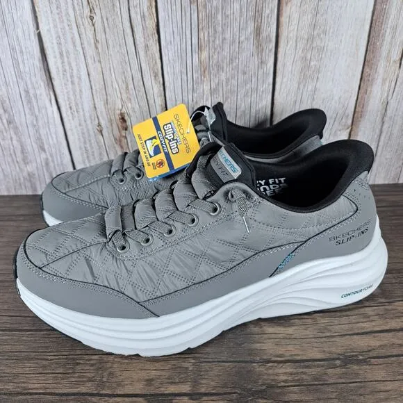 Skechers Slip-Ins Cozy Fit Contour Foam Men's Sz 7 Sneaker Charcoal Black (NWT)