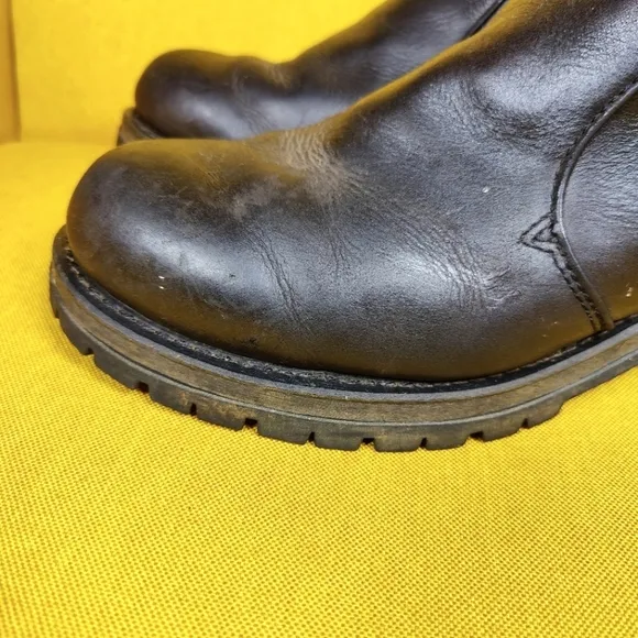 Skechers Steel Toe Oil Resistant Work Boots Black Leather Men's Shoes Size 10.5
