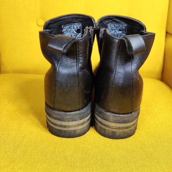 Skechers Steel Toe Oil Resistant Work Boots Black Leather Men's Shoes Size 10.5