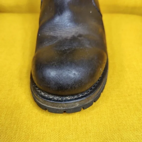 Skechers Steel Toe Oil Resistant Work Boots Black Leather Men's Shoes Size 10.5