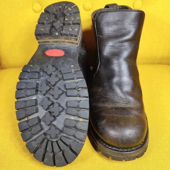 Skechers Steel Toe Oil Resistant Work Boots Black Leather Men's Shoes Size 10.5
