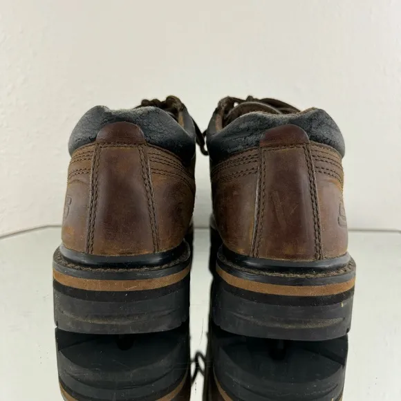 SKECHERS Vintage Y2K Brown Oiled Leather Chunky Platform Lace Up Oxford Sneakers
