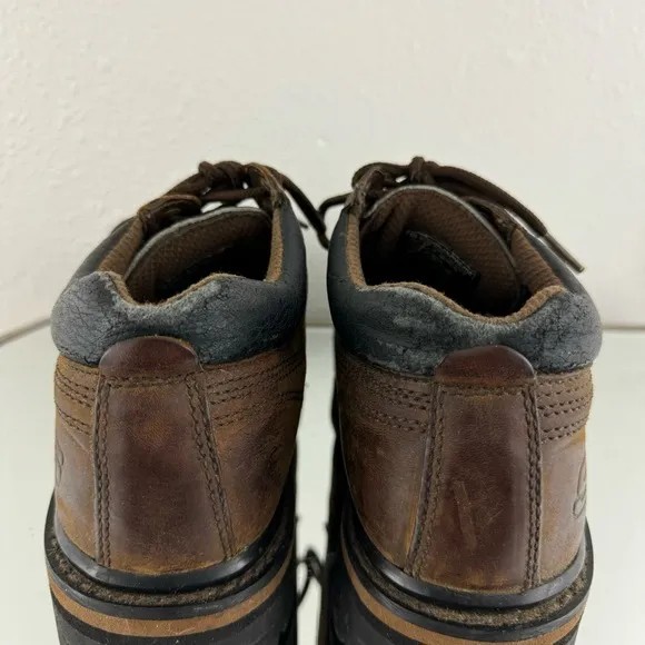 SKECHERS Vintage Y2K Brown Oiled Leather Chunky Platform Lace Up Oxford Sneakers